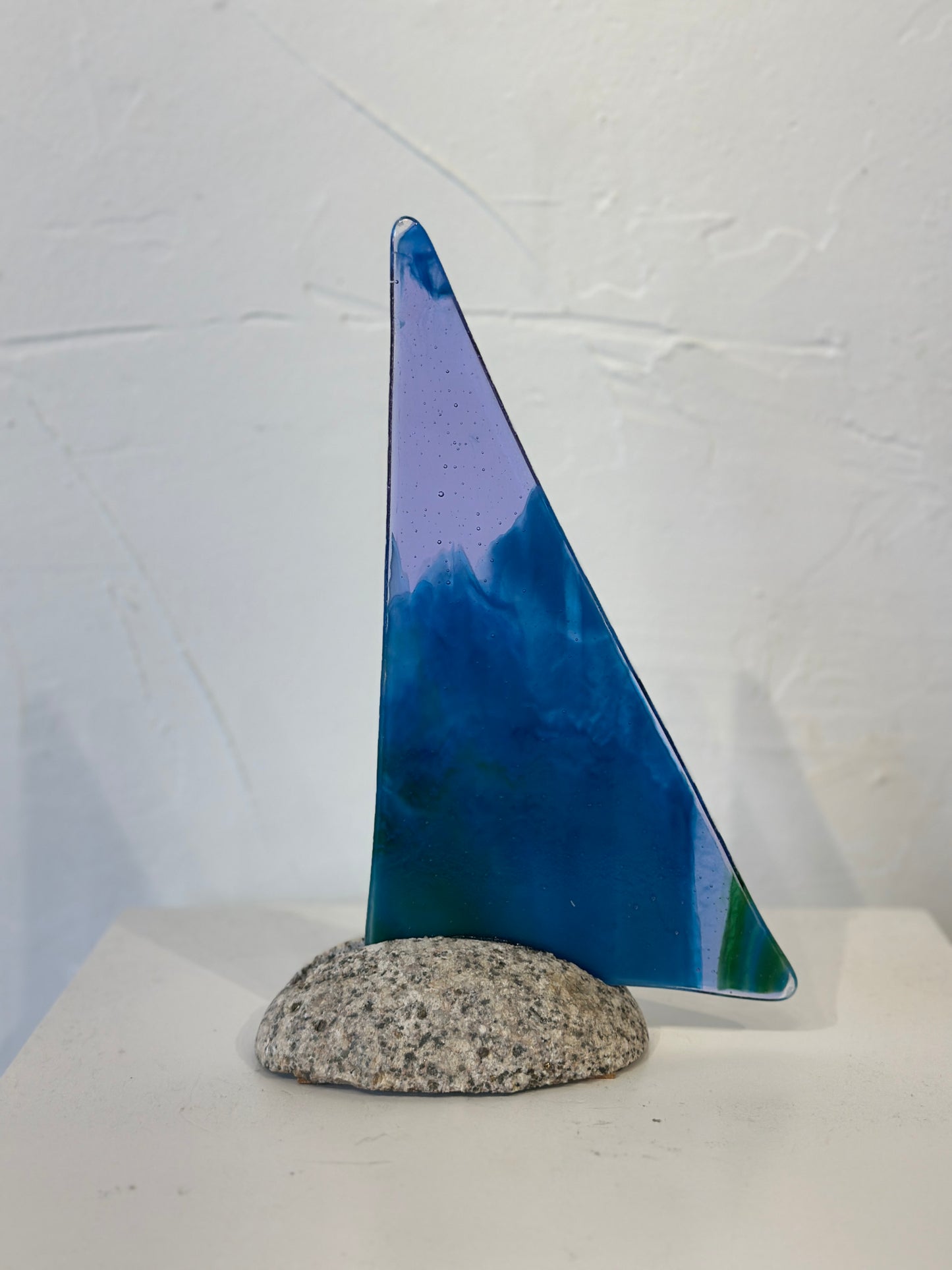 Lavendar and Deep Blue Glass Sailboat
