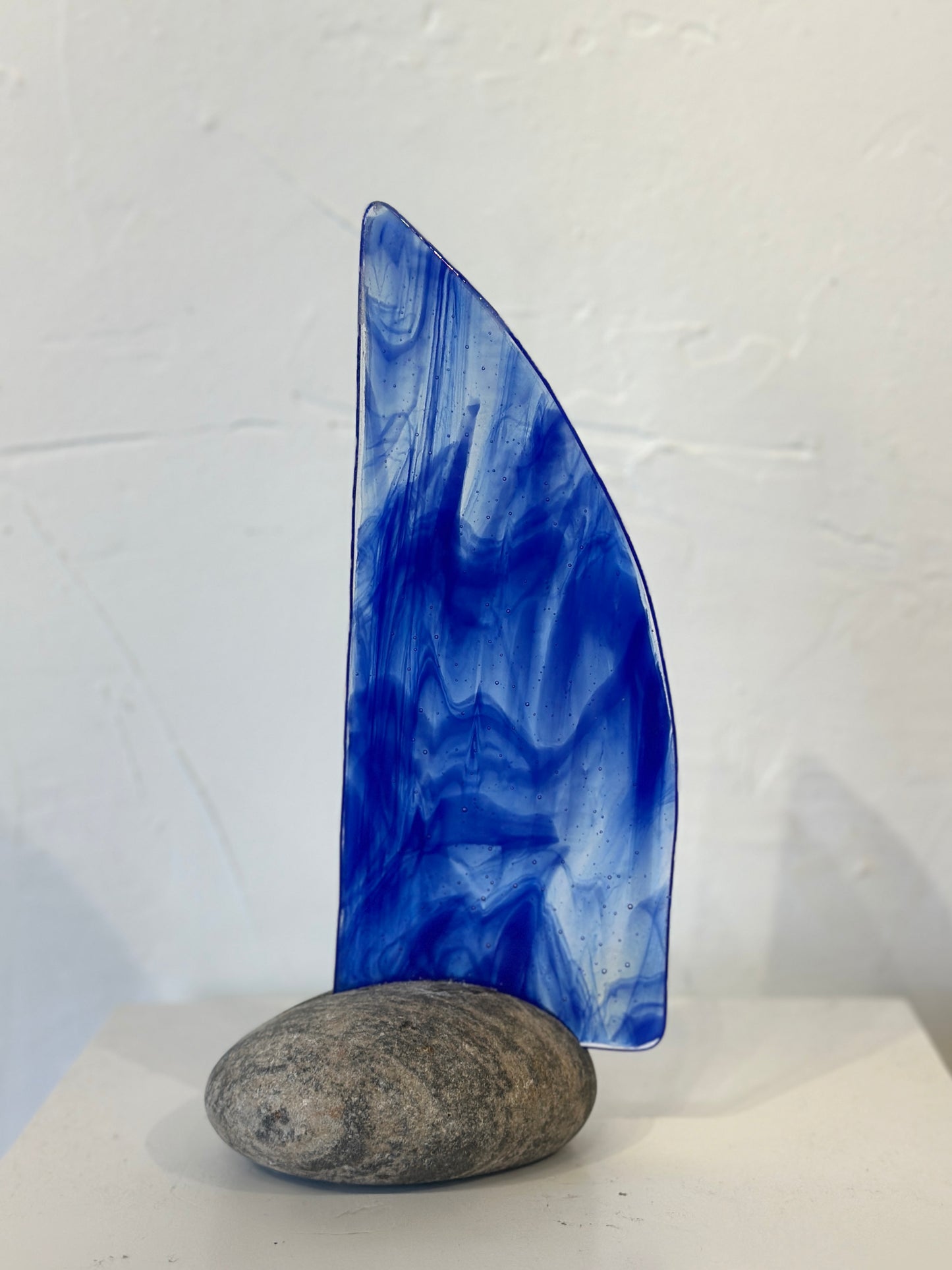 Lapis Blue Glass Sailboat