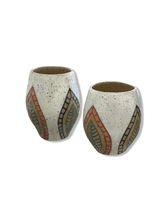 White Pattern Vases, Set of 2