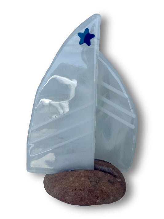 Cowboy Fused Glass Double Sailboat