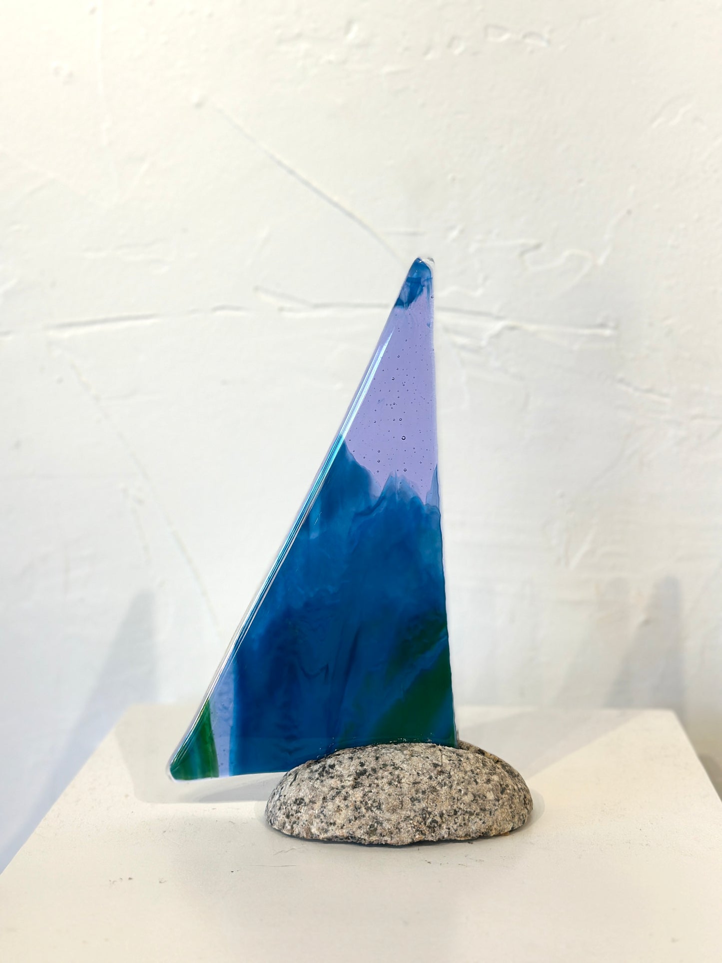 Lavendar and Deep Blue Glass Sailboat